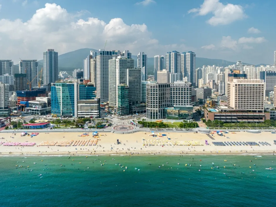 Haeundae Beach in Haeundae-gu, Busan
